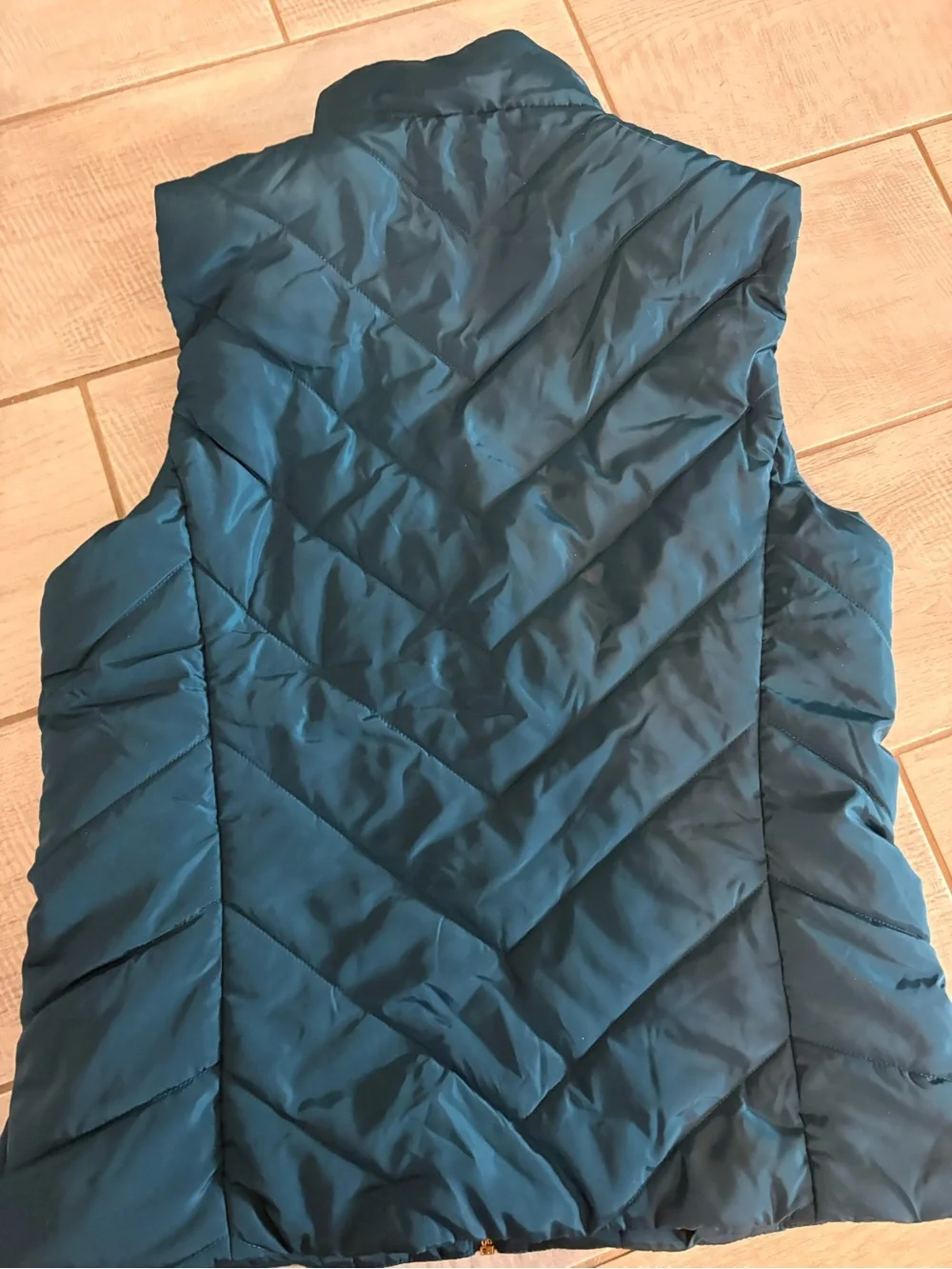Michael Kors Teal Quilted Puffer Vest with Gold Zipper